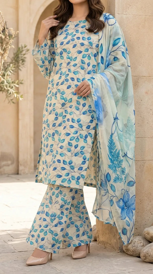 3 PC Digital Printed Lawn Suit US6184