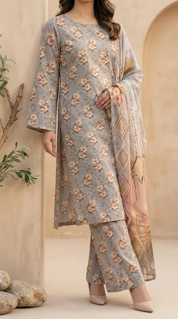 3 PC Digital Printed Lawn Suit US6185