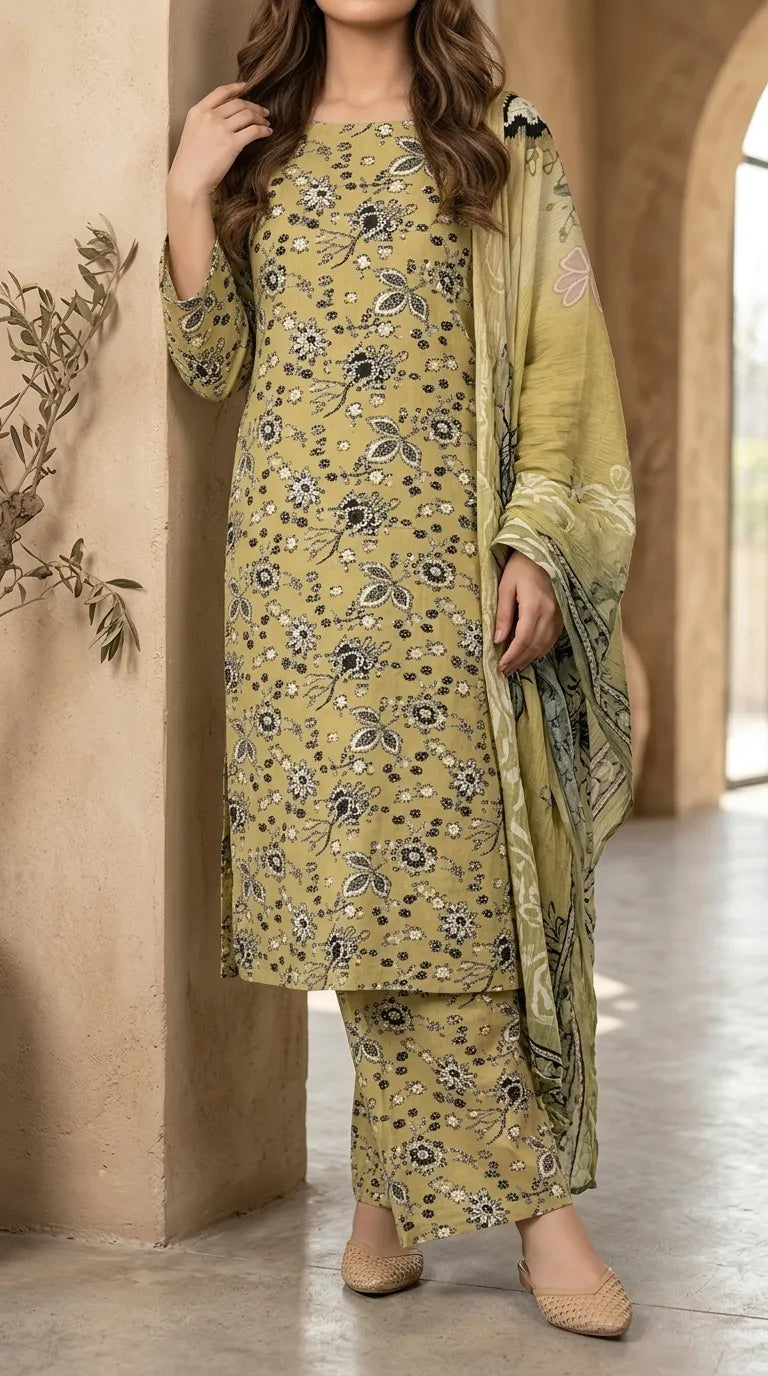 3 PC Digital Printed Lawn Suit US6188