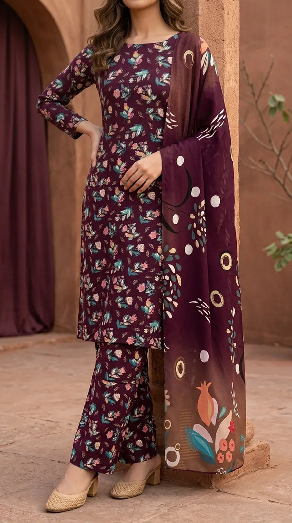 3 PC Digital Printed Lawn Suit US6189