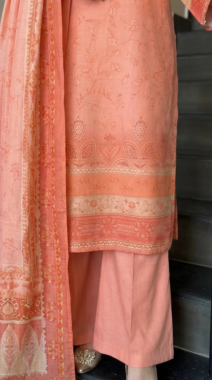 3 PC Unstitched Printed Raw Silk Suit US620123