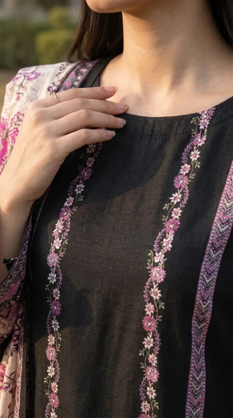 3 PC Unstitched Printed Raw Silk Suit US620201