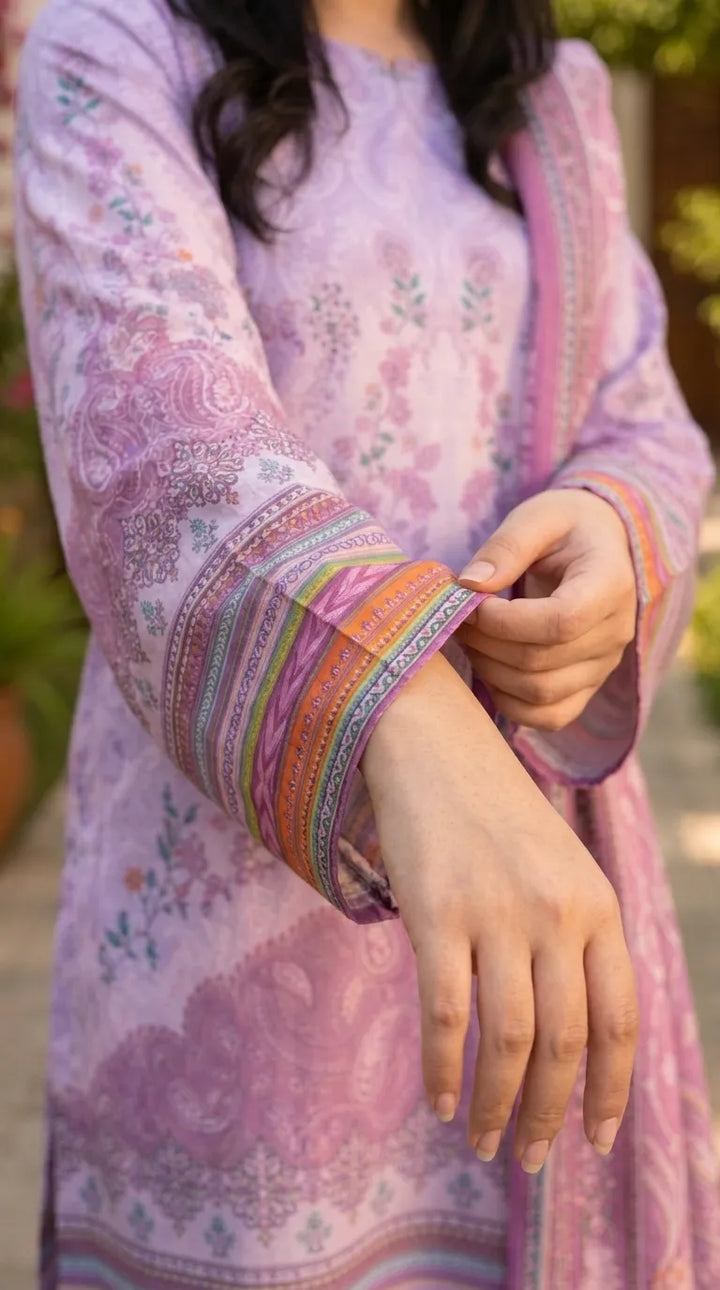 3 PC Unstitched Printed Raw Silk Suit US620323