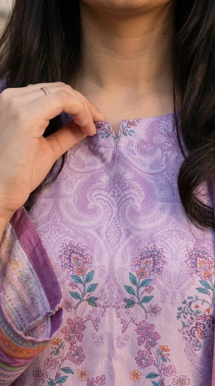 3 PC Unstitched Printed Raw Silk Suit US620323