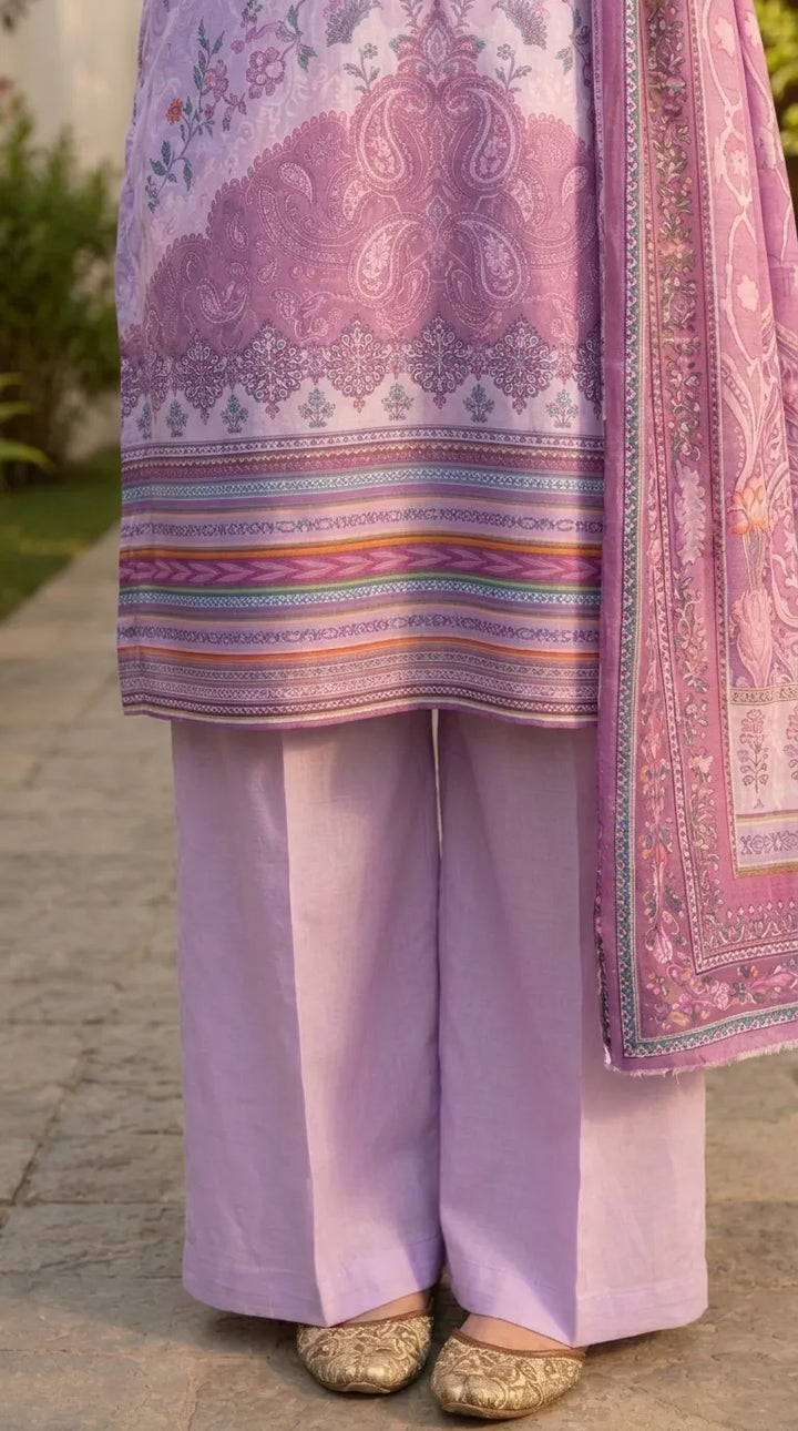 3 PC Unstitched Printed Raw Silk Suit US620323