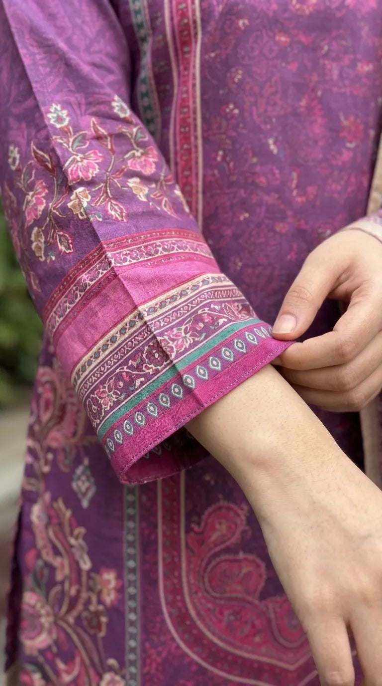 3 PC Unstitched Printed Raw Silk Suit US620805