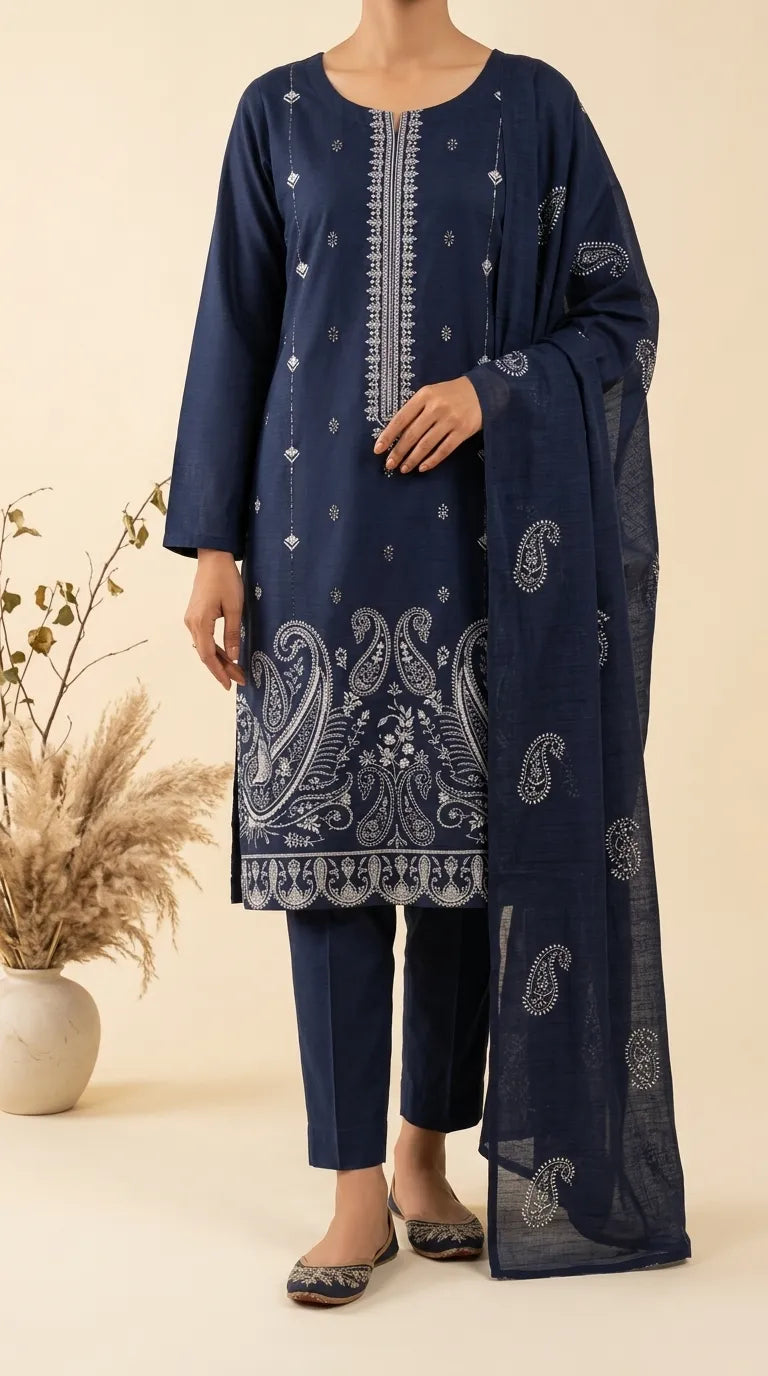3 PC Unstitched Embellished Suit US621012