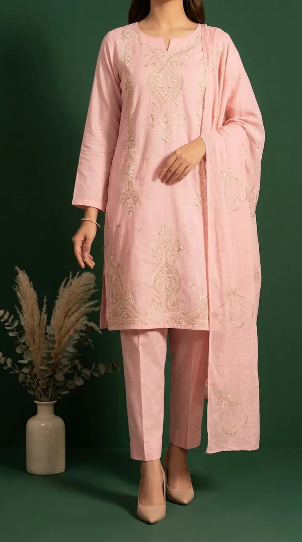3 PC Unstitched Embellished Cambric Suit US621318