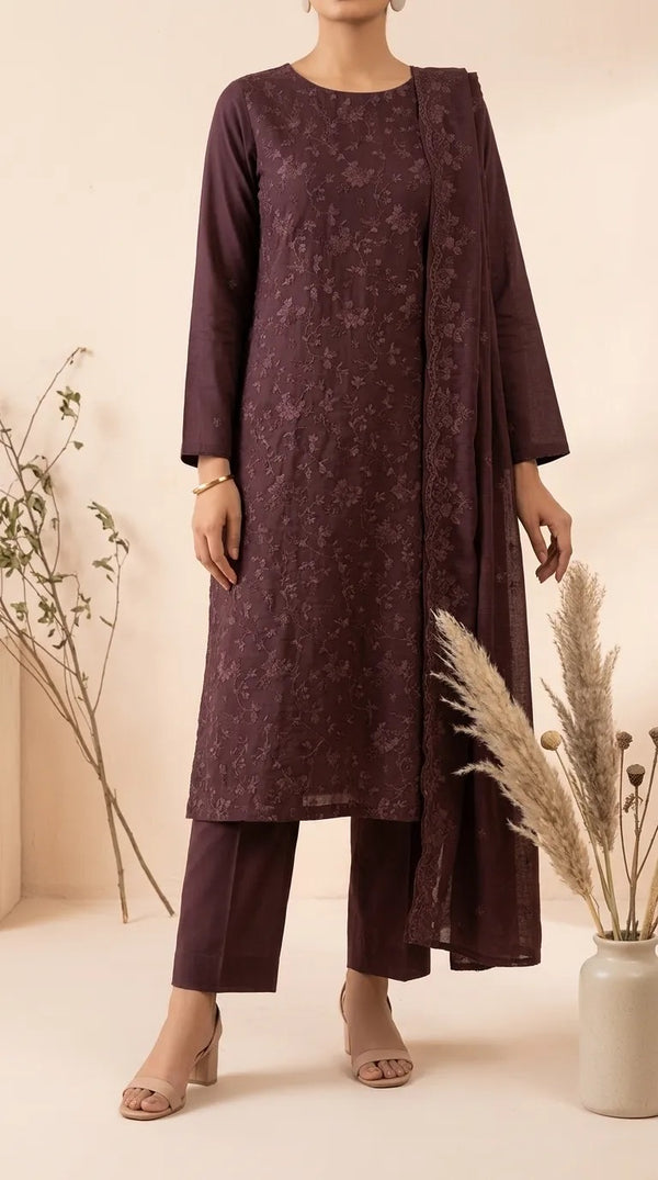 3 PC Unstitched Embroidered Suit US6219H2