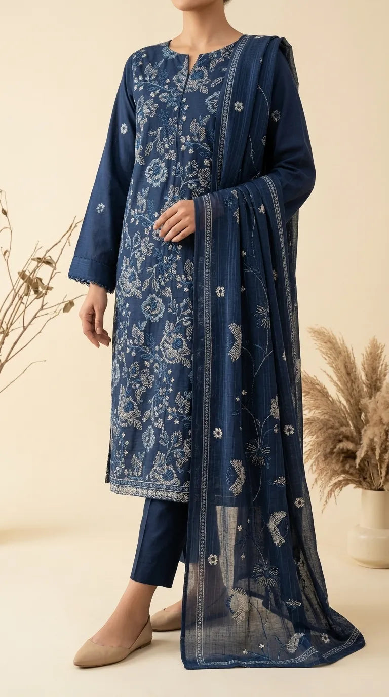 3 PC Unstitched Embellished Suit US622148