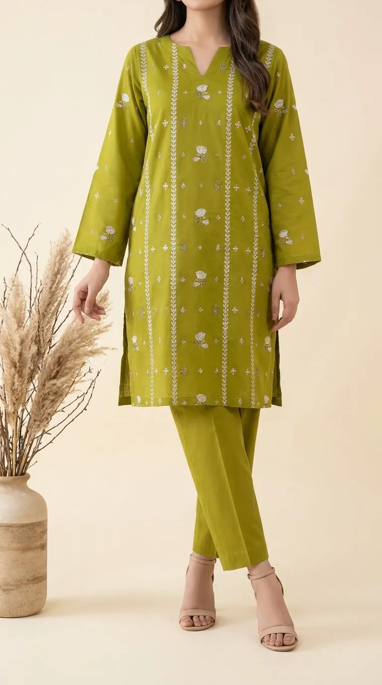 2 PC Unstitched Embellished Suit US622840
