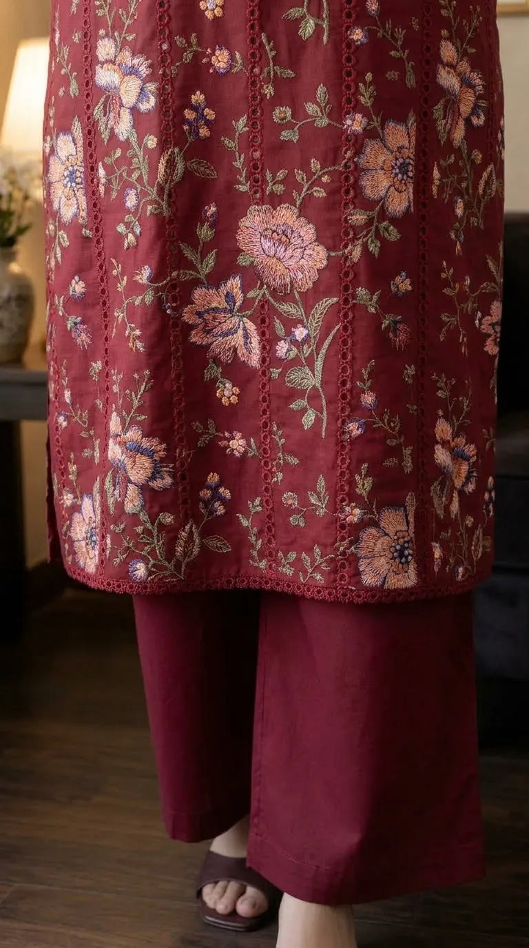 2 PC Unstitched Embellished Lawn Suit US623105