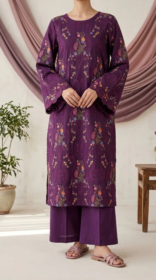 2 PC Unstitched Embellished Lawn Suit US623766