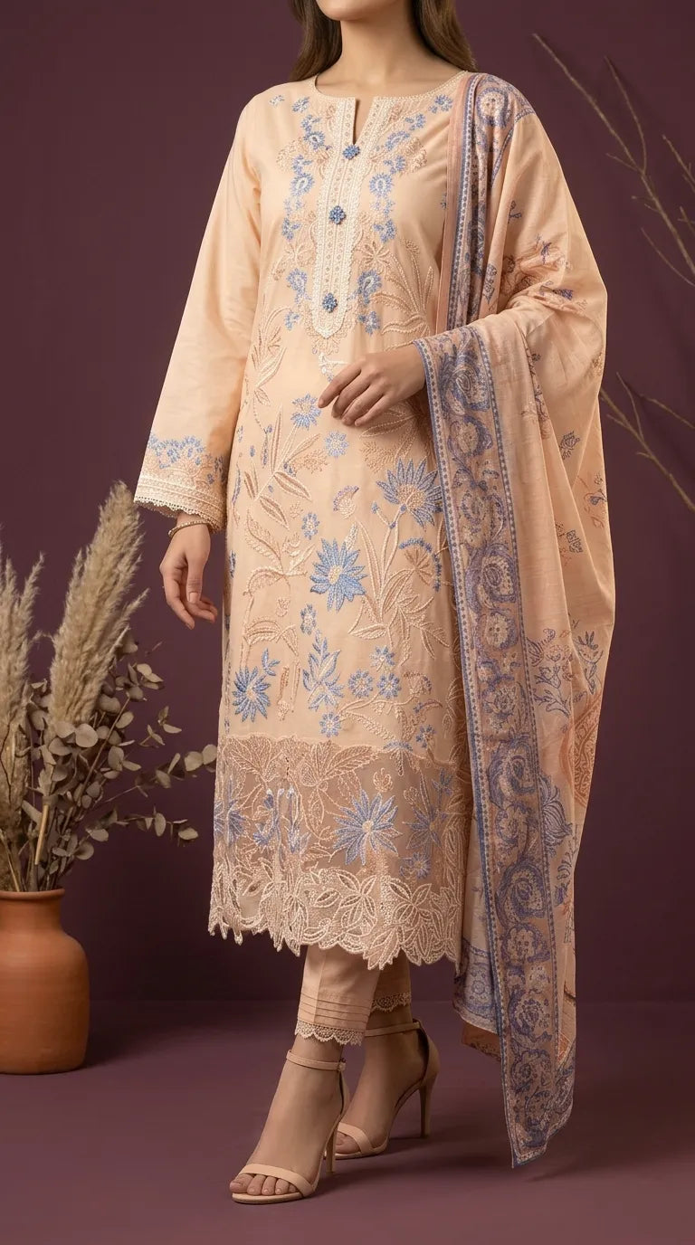 3 PC Unstitched Embellished Suit US624862