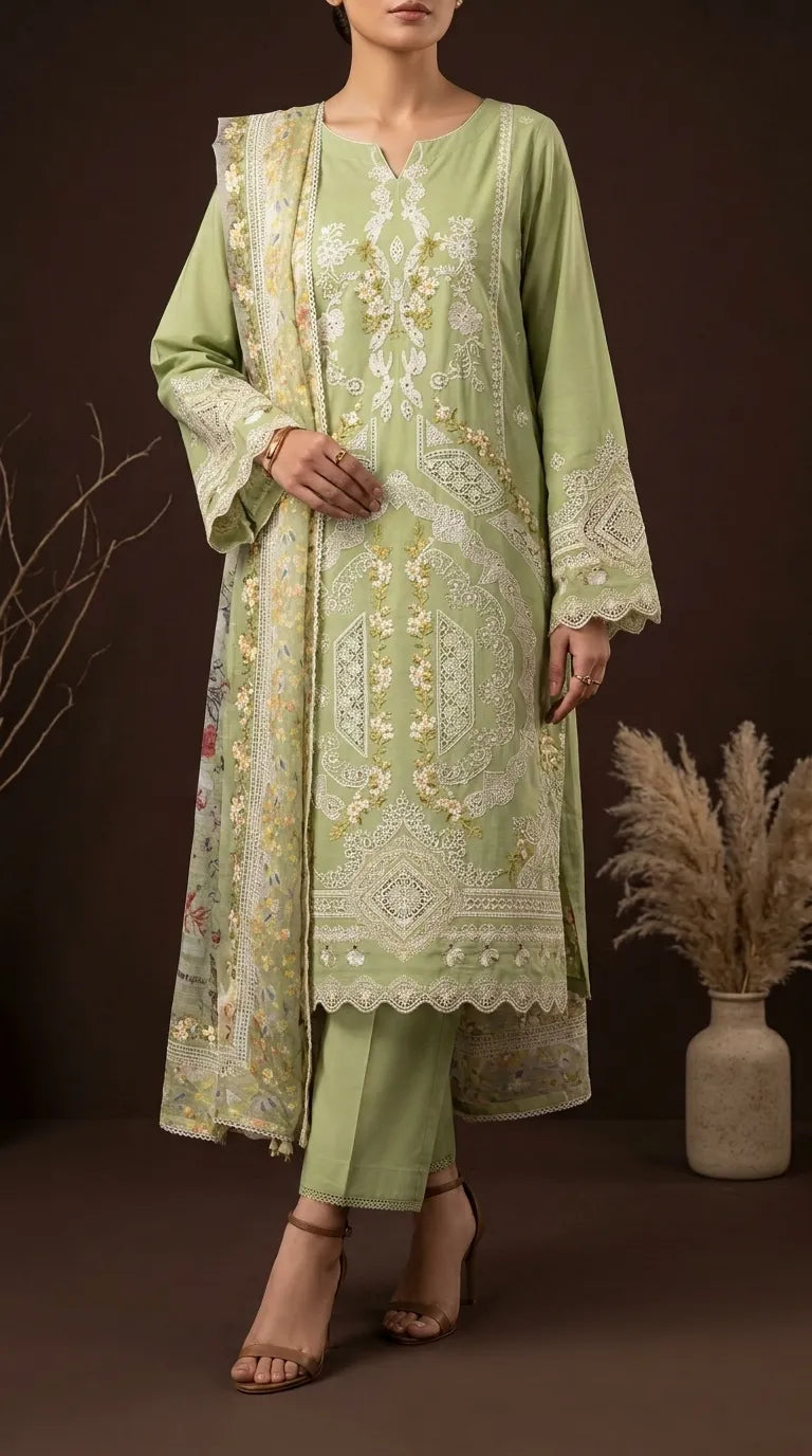 3 PC Unstitched Embellished Suit US625311