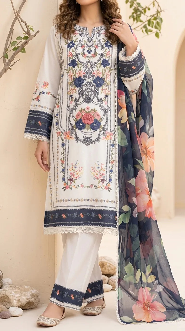 3 PC Digital Printed Lawn Suit US6273