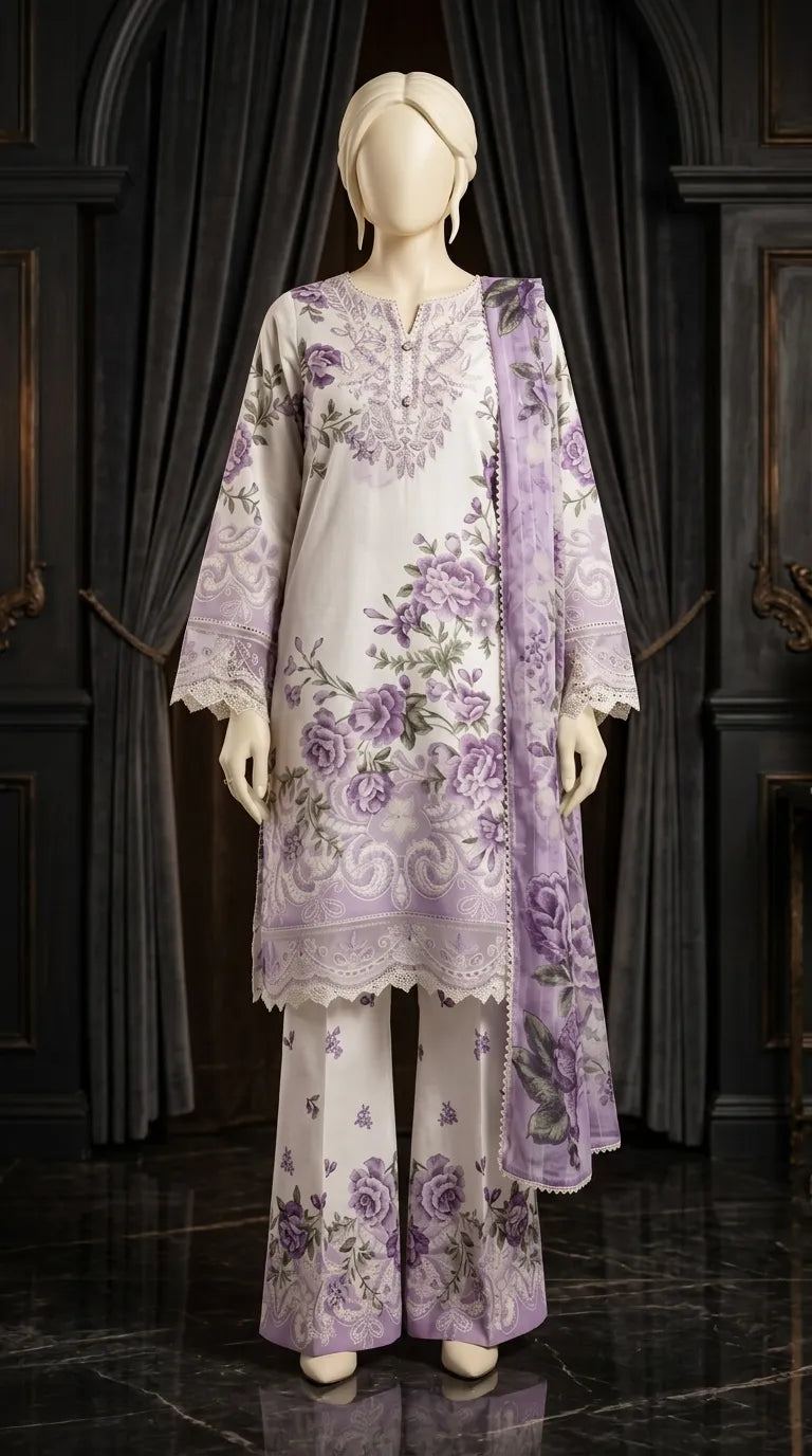 3 PC Digital Printed Lawn Suit US627408