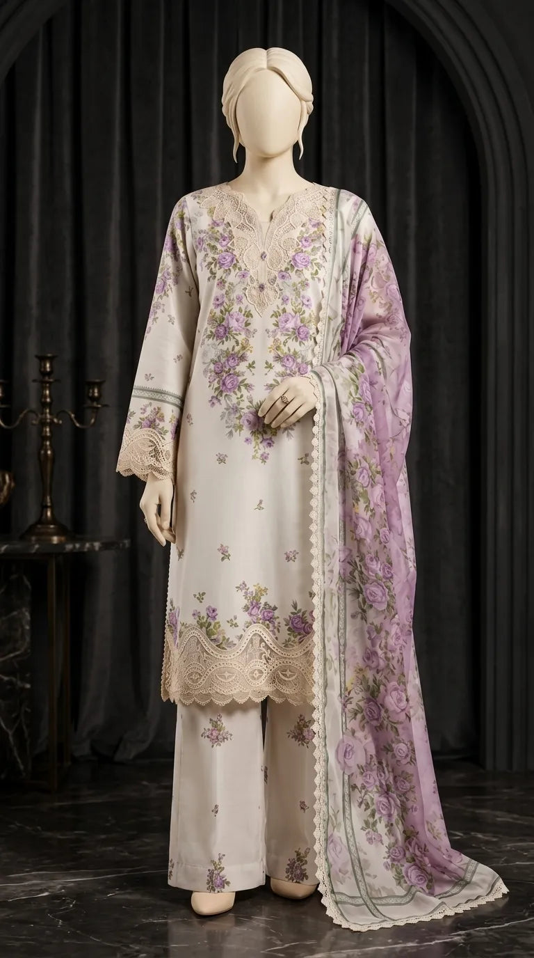 3 PC Digital Printed Lawn Suit US628108