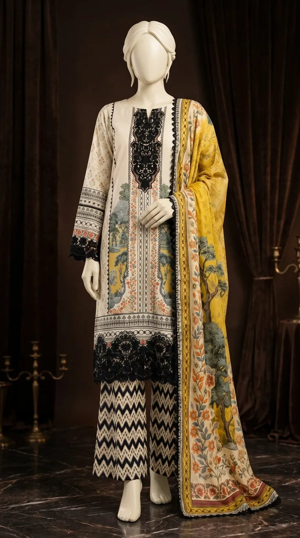 3 PC Digital Printed Lawn Suit US628208