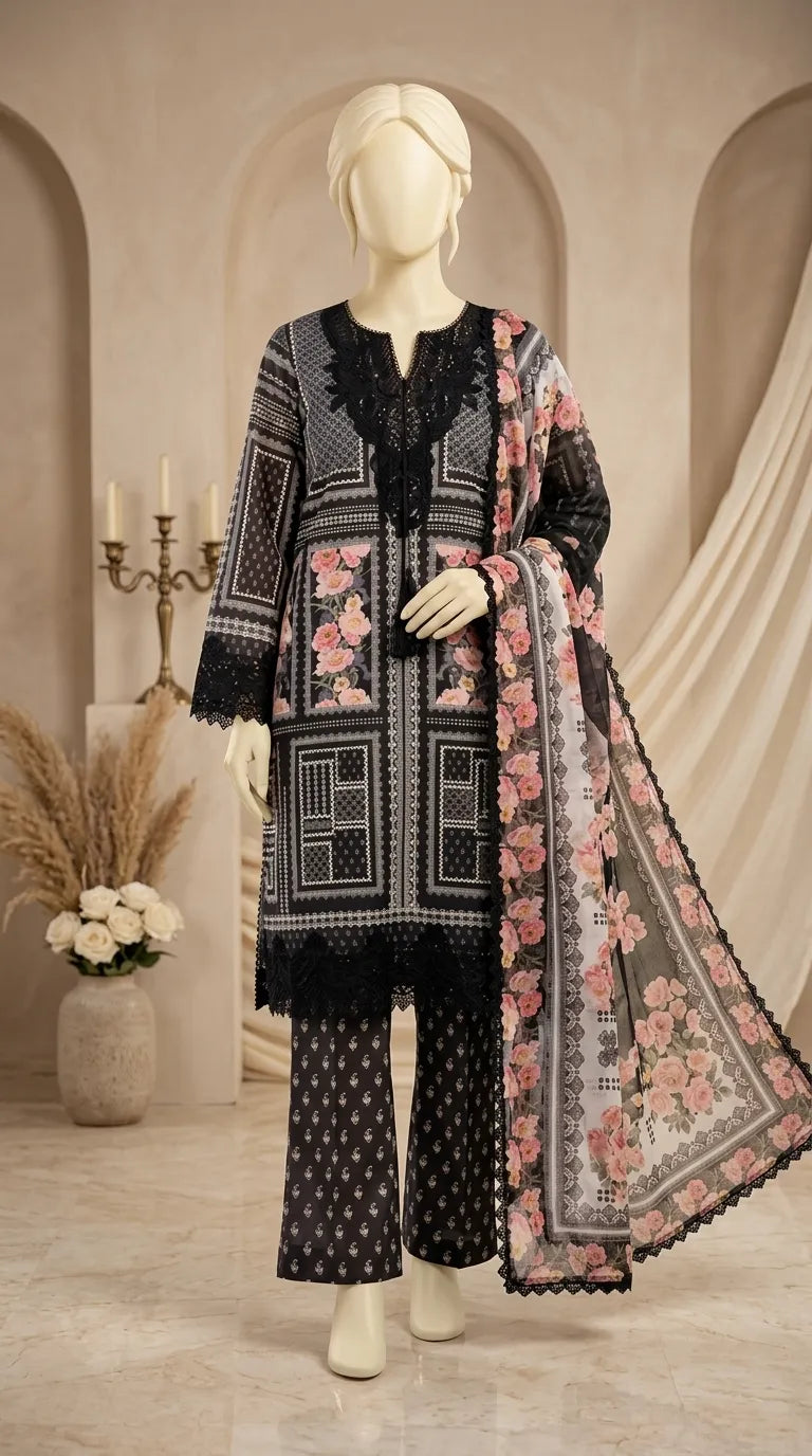 3 PC Digital Printed Lawn Suit US628301