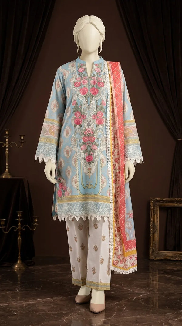 3 PC Digital Printed Lawn Suit US628712