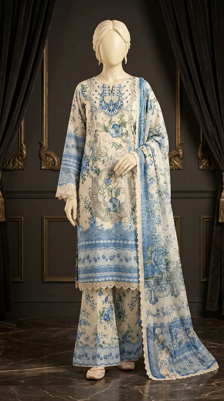 3 PC Digital Printed Lawn Suit US628812
