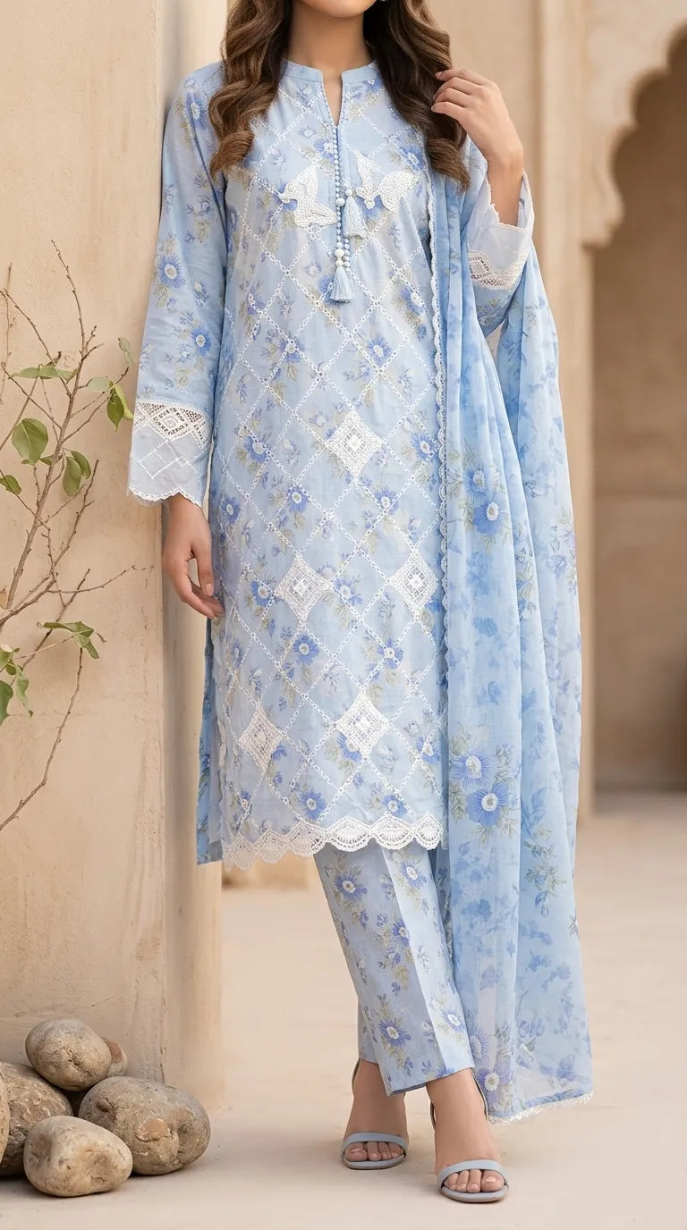 3 PC Digital Printed Lawn Suit US6289