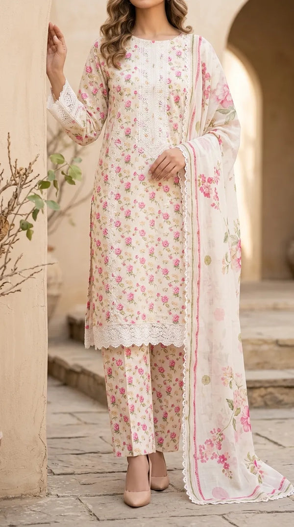 3 PC Digital Printed Lawn Suit US6293