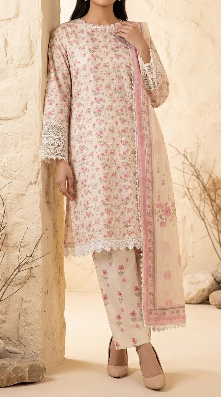 3 PC Digital Printed Lawn Suit US6295