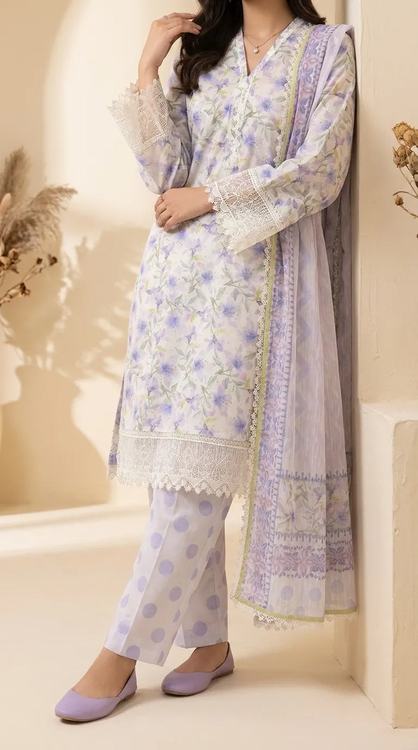 3 PC Digital Printed Lawn Suit US6296