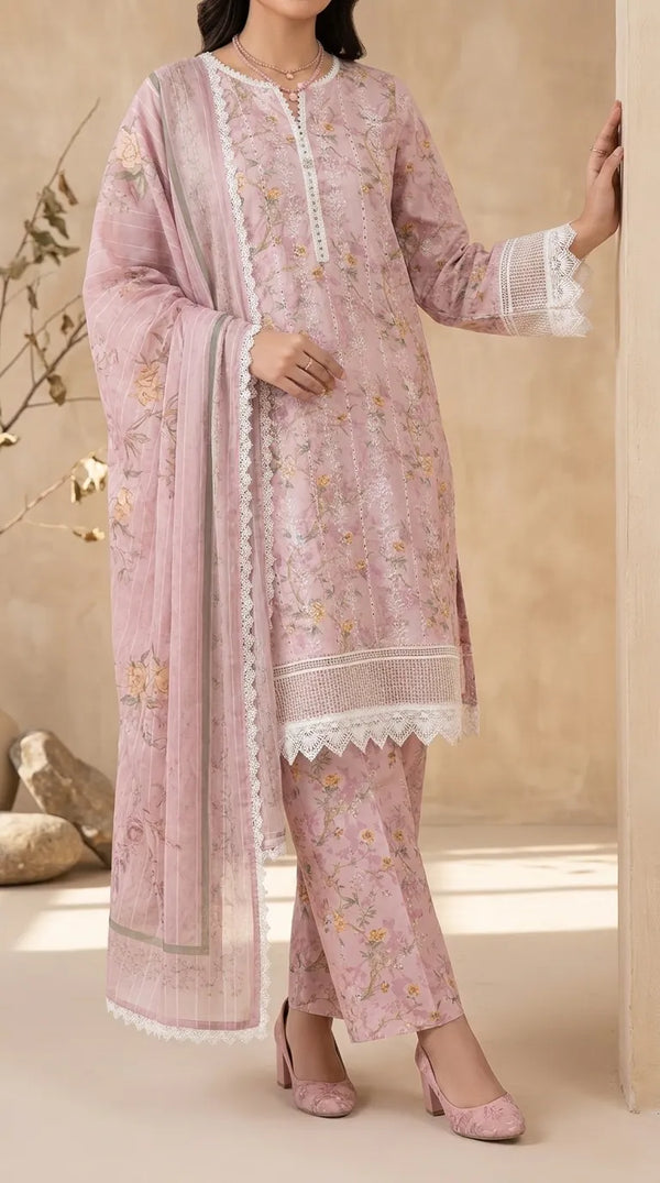 3 PC Digital Printed Lawn Suit US6301