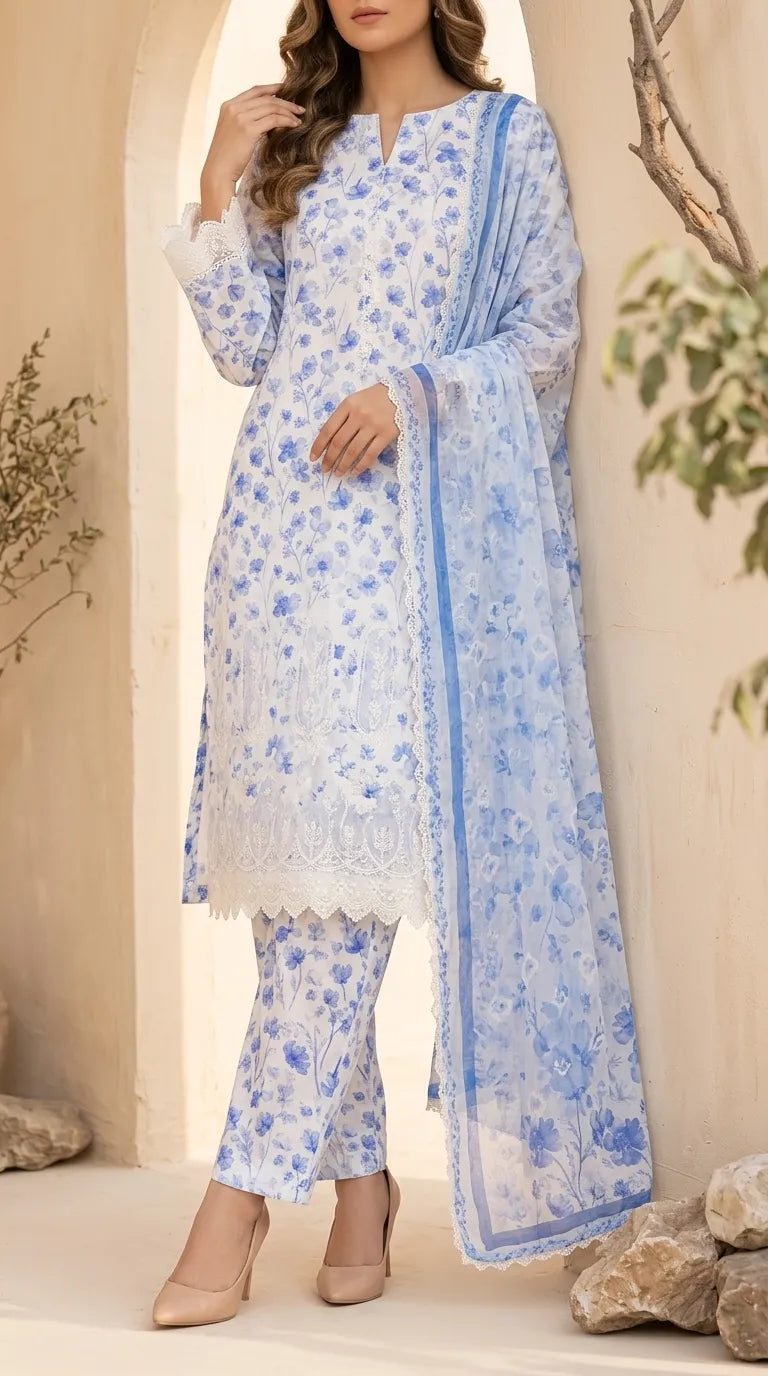 3 PC Digital Printed Lawn Suit US6303