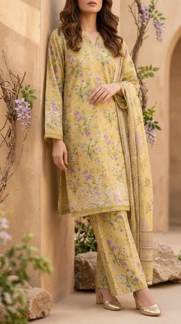 3 PC Digital Printed Lawn Suit US6308