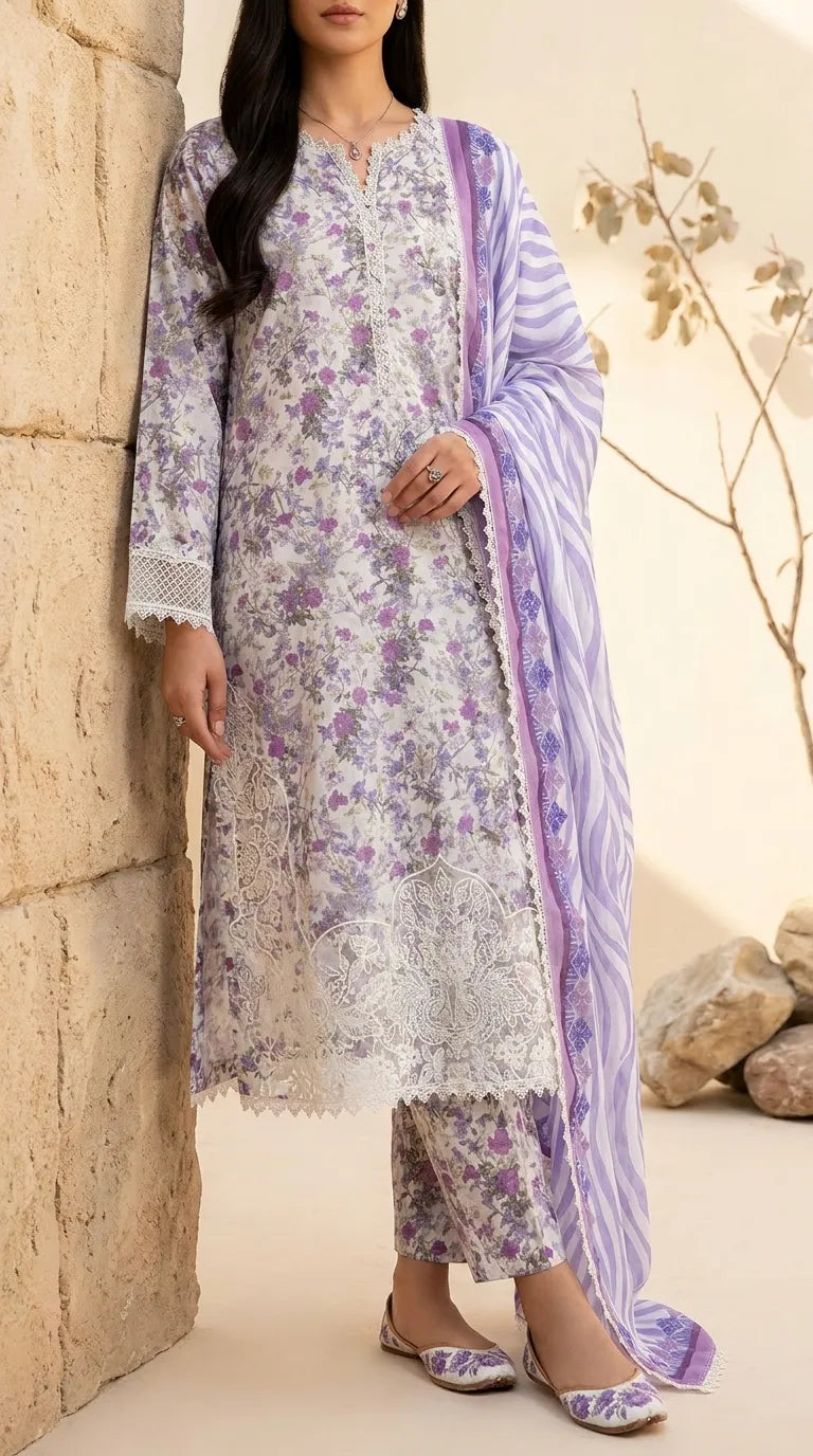 3 PC Digital Printed Lawn Suit US6309