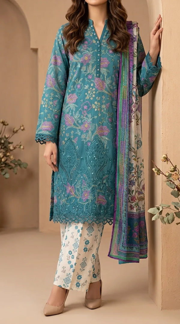 3 PC Digital Printed Lawn Suit US6311