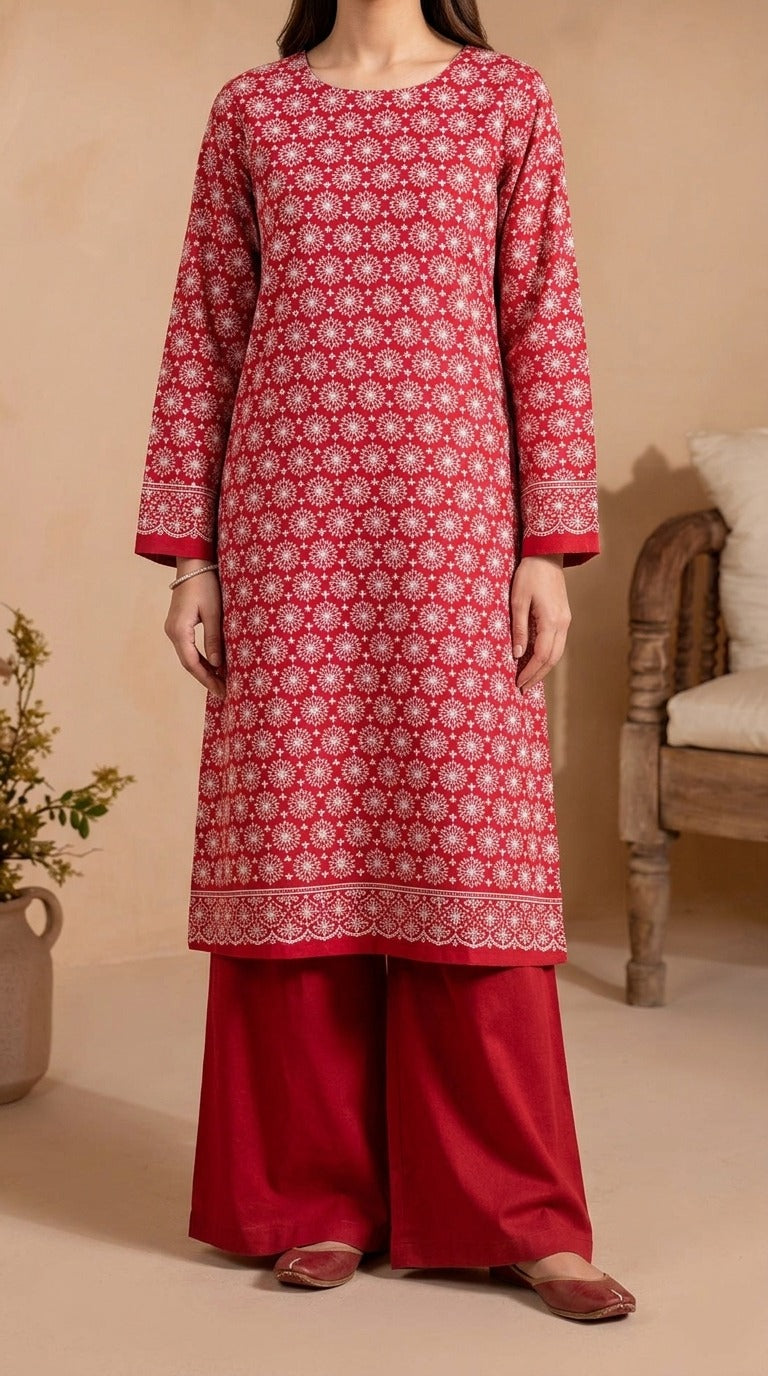 2 PC Unstitched Embroidered Khaddar Suit US638205