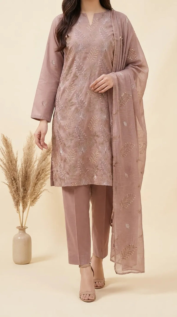 3 PC Unstitched Lawn Suit US646459