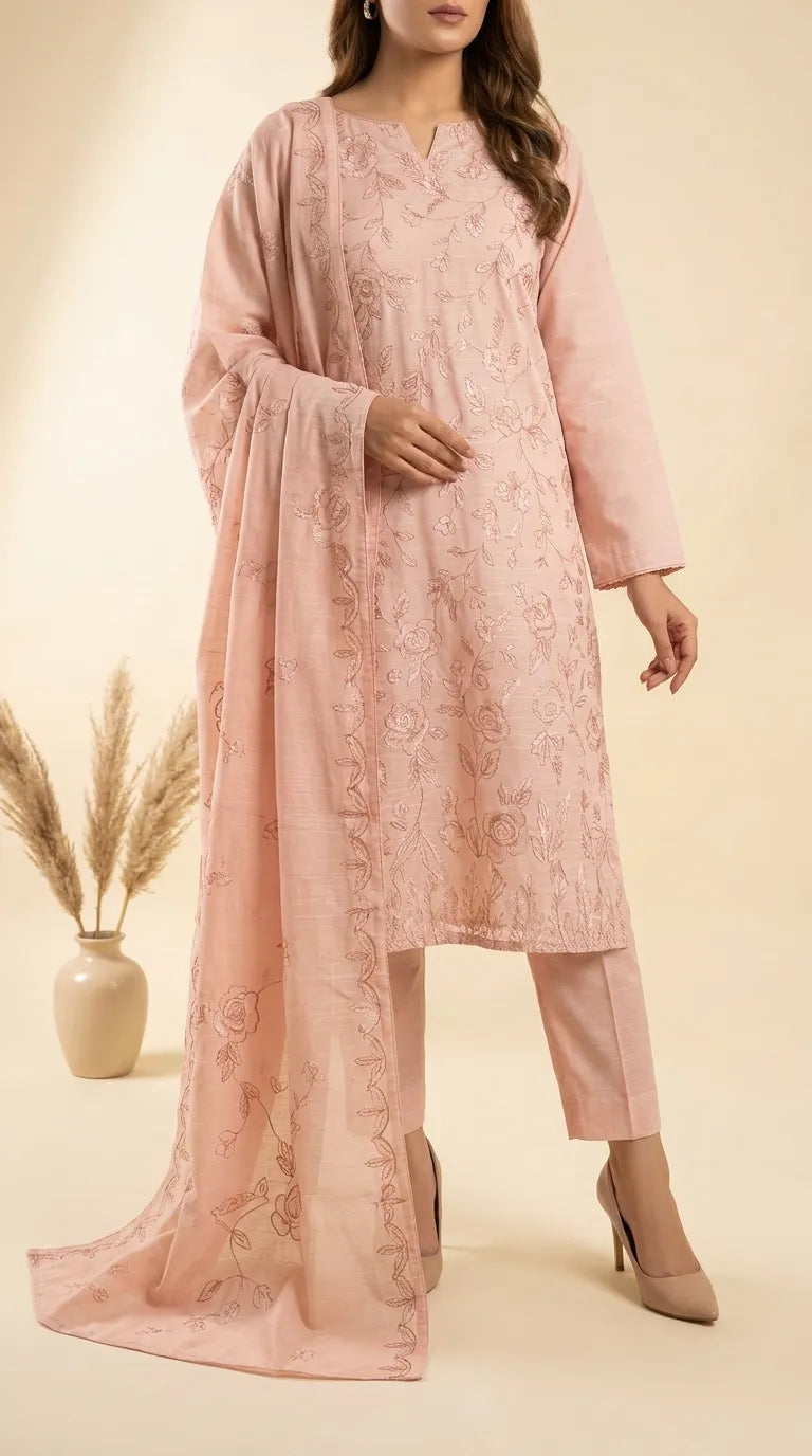 3 PC Unstitched Lawn Suit US646618