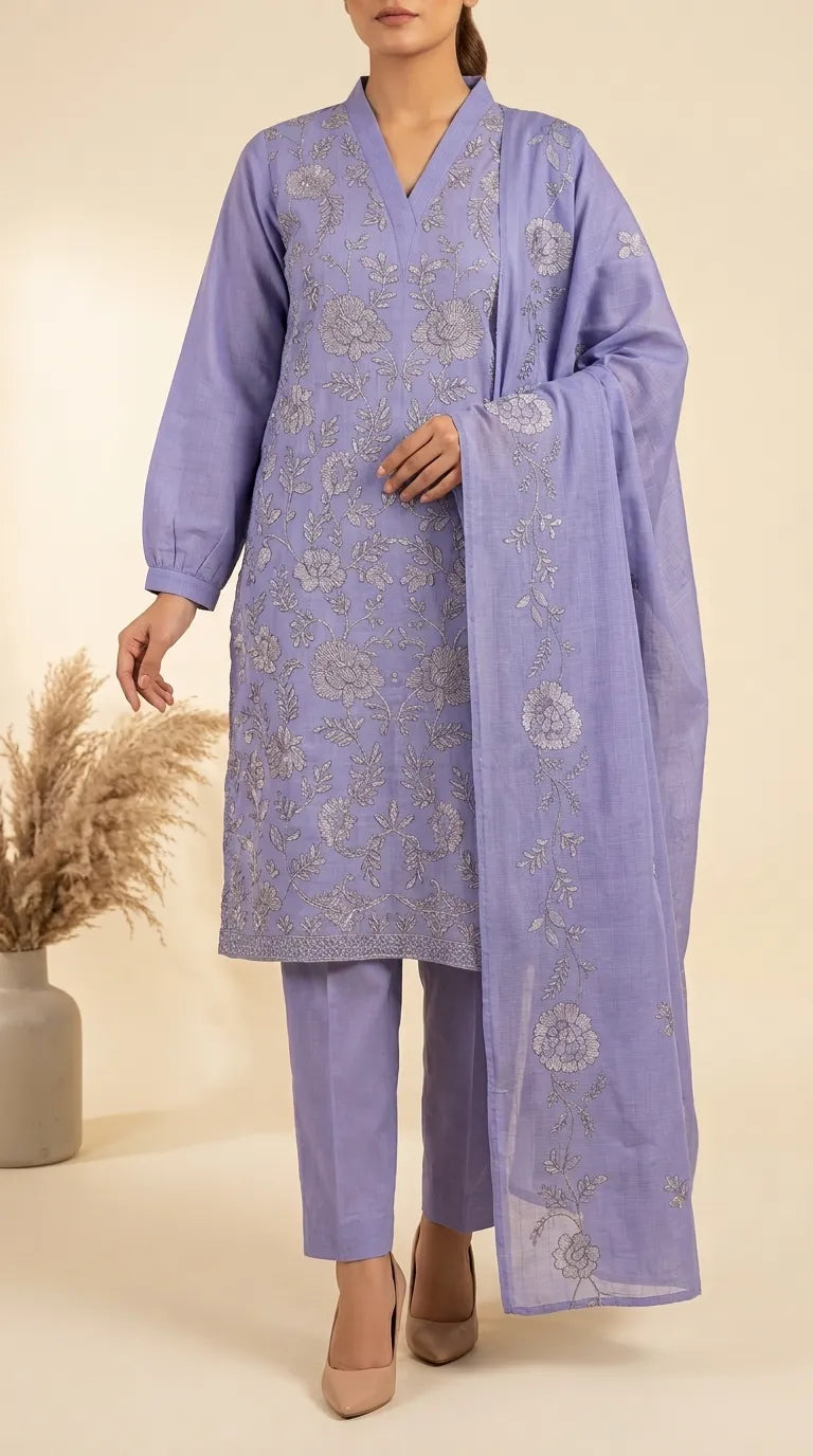3 PC Unstitched Lawn Suit US646812