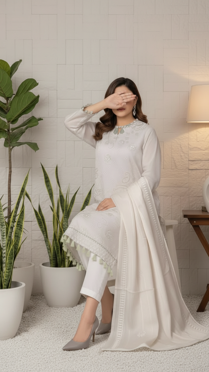 3PC Unstitched Embroidered Suit UW5000