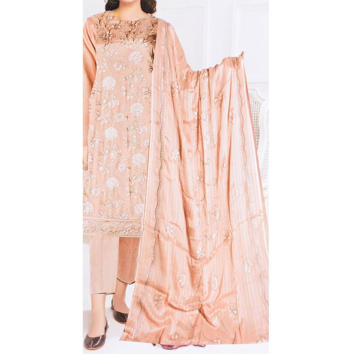 3 PC Embroidered Cambric Suit UW5004