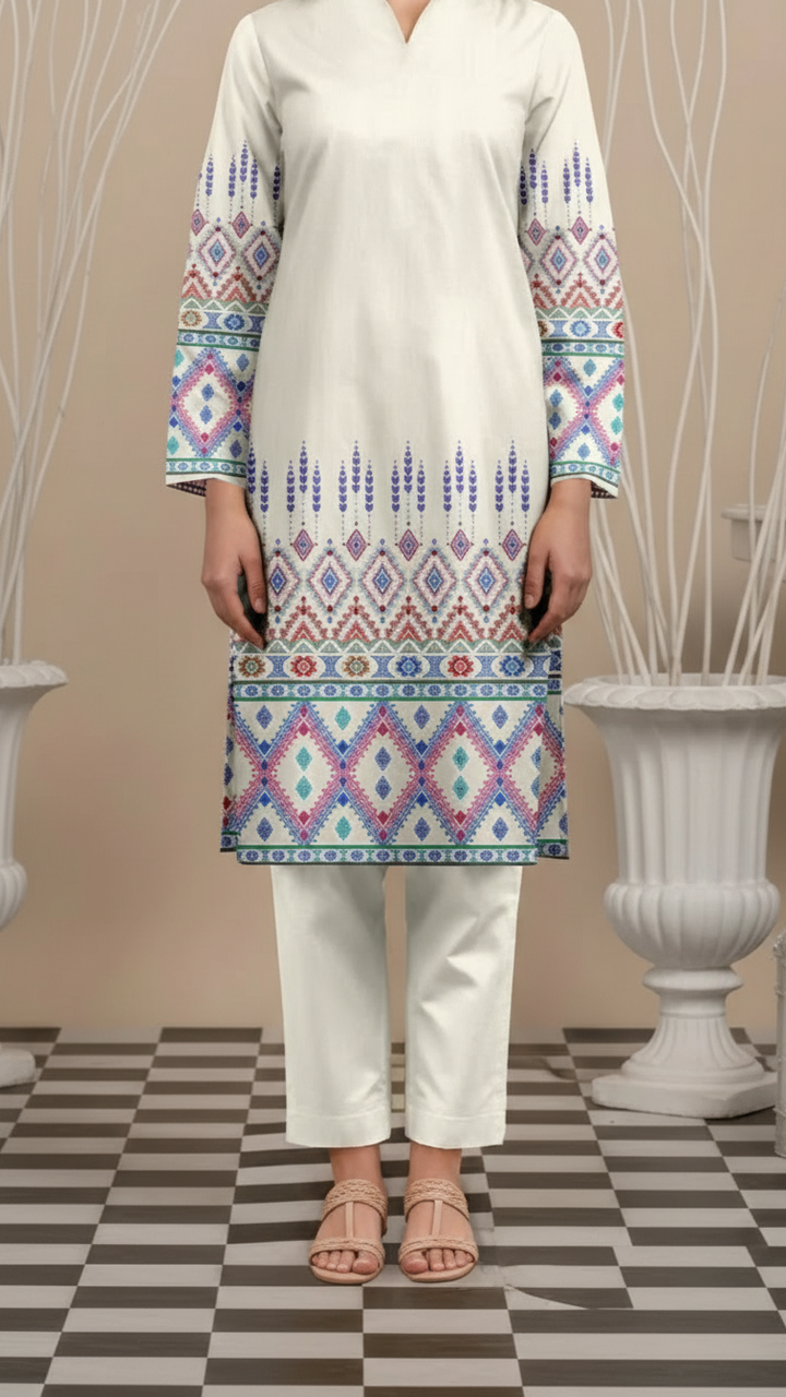 Unstitched Printed Slub Khaddar Shirt UW5008