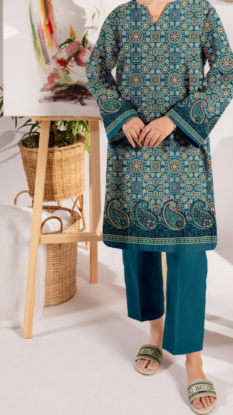 Unstitched Printed Slub Khaddar Shirt UW5009