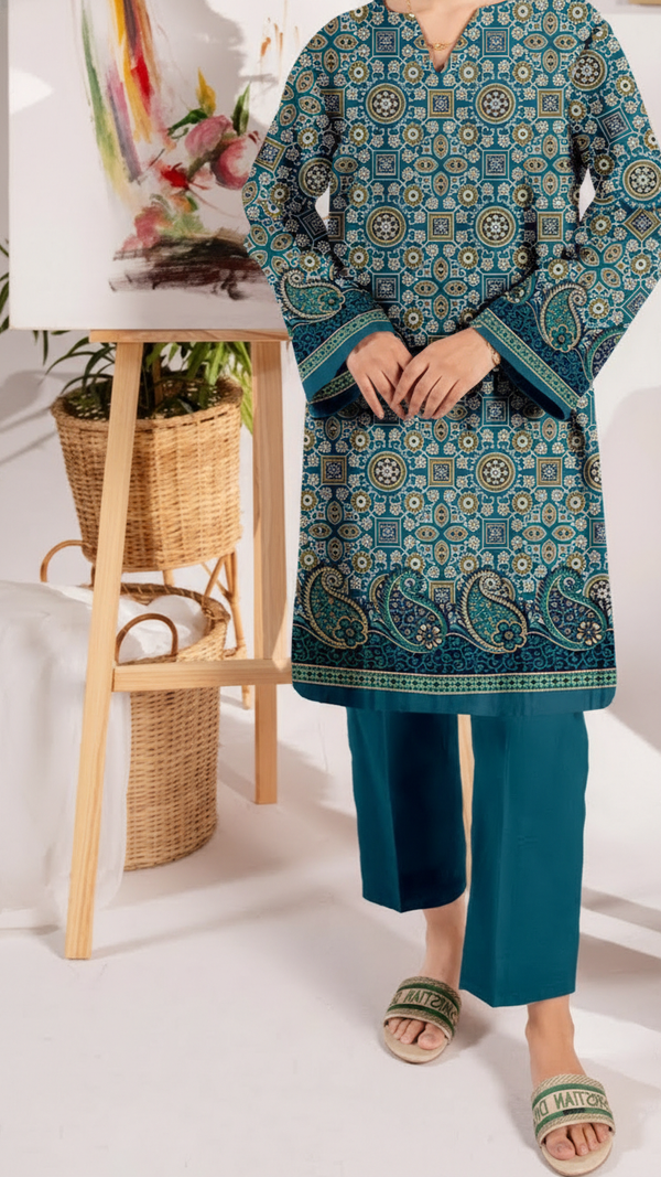 Unstitched Printed Slub Khaddar Shirt UW5009