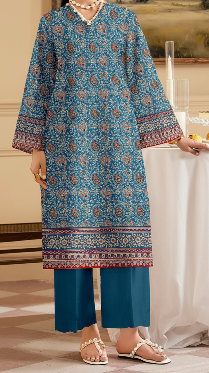 Unstitched Printed Slub Khaddar Shirt UW5011