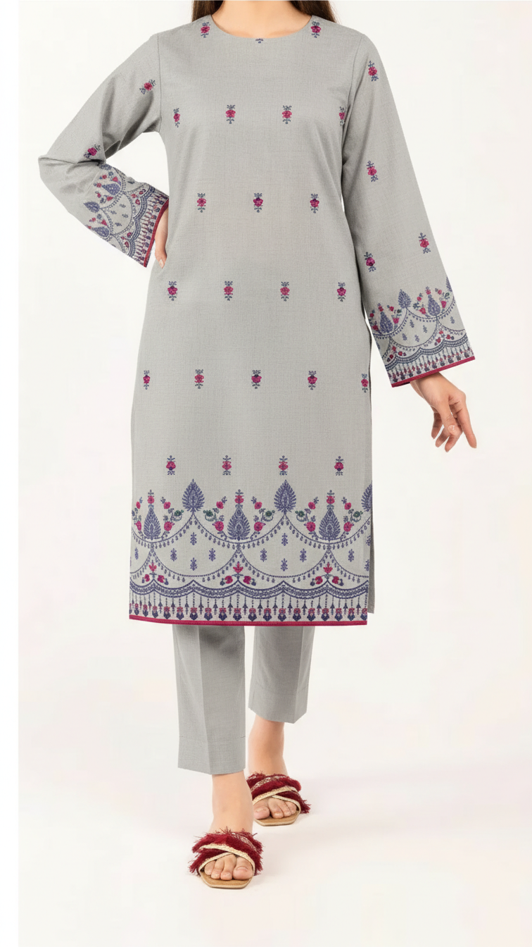 Unstitched Printed Slub Khaddar Shirt UW5013