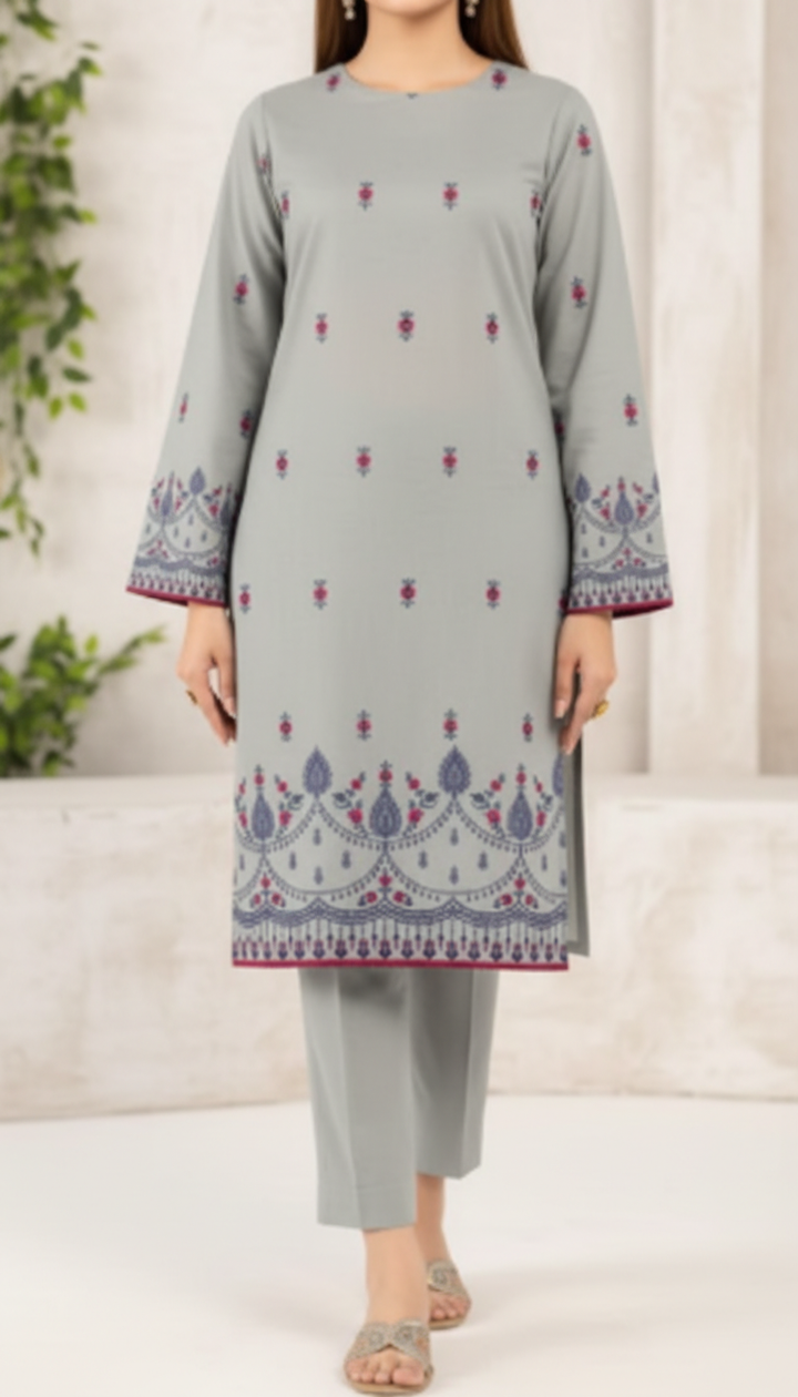 Unstitched Printed Slub Khaddar Shirt UW5013