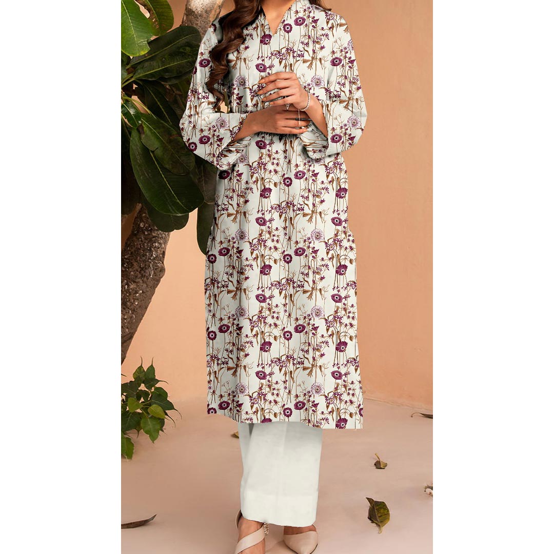 1PC- Unstitched Printed Slub Khaddar Shirt UW5017
