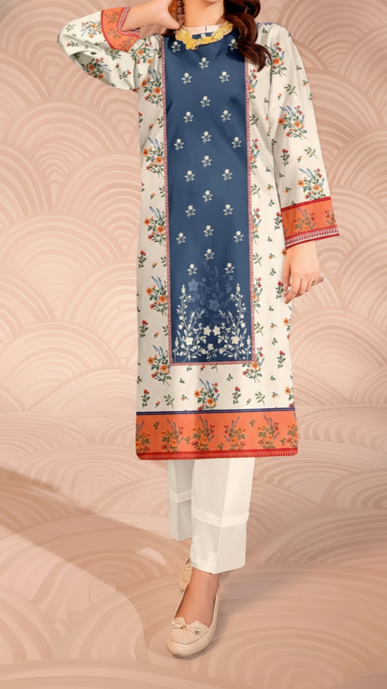 Printed Slub Khaddar Shirt UW5021