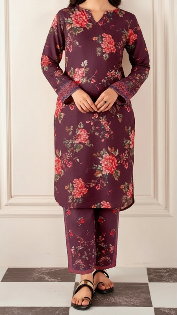 2 PC Printed Slub Khaddar Suit UW5030